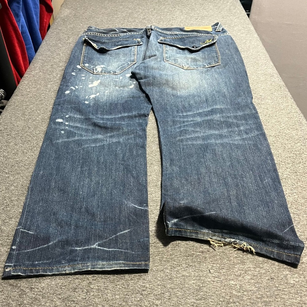 Ed Hardy Mens Distressed Paint Splatter Jeans Lot 2010 Blue Size 36x32